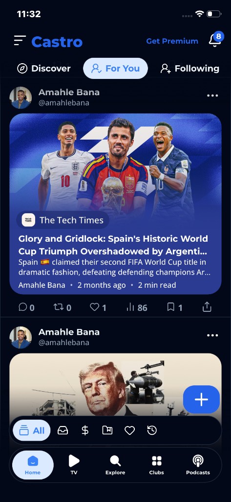 Castro content on mobile